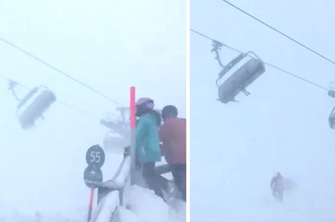 Österreich: Sturmtief "Burglind": Hier werden Skifahrer ordentlich durchgeschüttelt