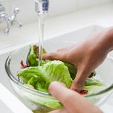 Salat: Waschen oder nicht? Ja, bitte!  Die Blätter in stehendem Wasser kurz schwenken, dann abtropfen lassen. Laufendes Wasser spült Vitamin C aus.