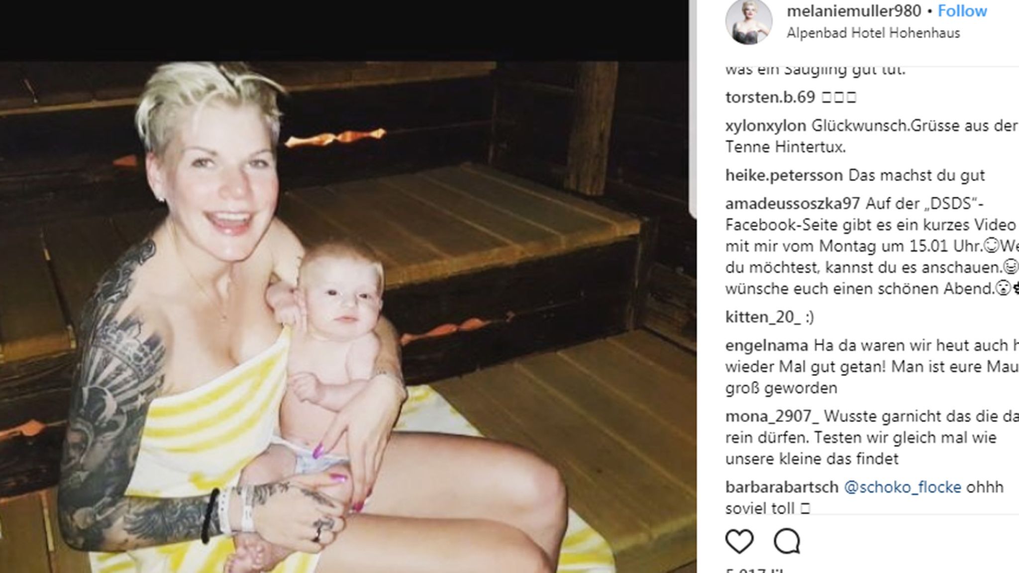 Mit Baby in der Sauna - Melanie Müller sorgt für Empörung | STERN.de