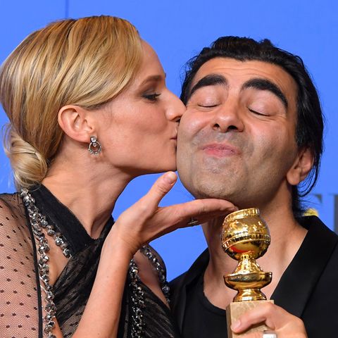 Regisseur Fatih Akin und Schauspielerin Diane Kruger feiern den Gewinn des Golden Globes