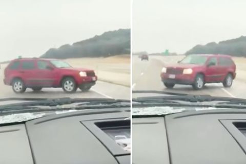 Blitzeis in Texas: Irre Pirouette: Dieser SUV-Fahrer hat mehr Glück als Verstand
