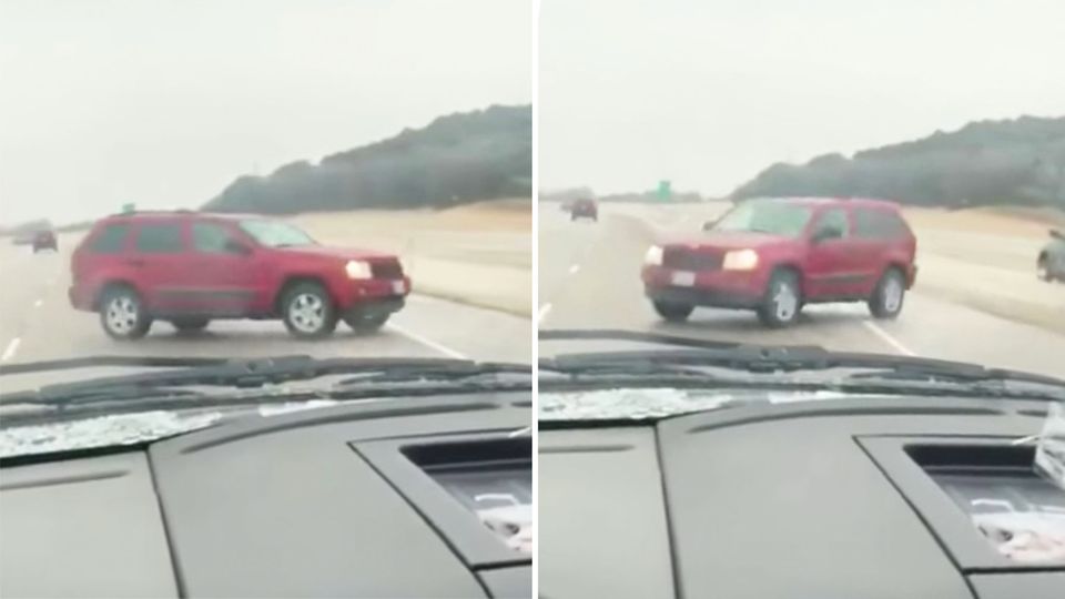 Blitzeis in Texas: Irre Pirouette: Dieser SUV-Fahrer hat mehr Glück als Verstand
