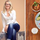 Anja Hospbach, 54, 1,74 Meter, 68 Kilo, Angestellte im Fleischgrosshandel  „Ich stehe jeden Morgen um 3.15 Uhr auf und beginne um 4.30 Uhr zu arbeiten. Gemeinsam mit meinem Mann betreibe ich einen Fleischhandel auf dem Großmarkt in Hamburg. Dort trinke ich erst mal einen Kaffee, esse ein paar Kekse, ein Brot mit Käse oder Aufschnitt und einen Joghurt. Wir arbeiten bis um 13 Uhr, anschließend kaufe ich ein. Wenn ich so gegen 14.30 Uhr zu Hause bin, esse ich nur eine Kleinigkeit. Denn die wichtigste Mahlzeit des Tages ist das Abendessen mit meinem Mann, um 17 Uhr. Ich esse sehr gern Kalbfleisch und Lamm, mit Salat oder Gemüse. Dazu trinken wir einen guten Wein und naschen Schoko lade. Das ist die Belohnung dafür, dass wir jede Nacht aufstehen und arbeiten. Ich mache zwei- bis dreimal die Woche Sport, Muskelaufbau, Gymnastik, Beweglichkeit. Was mich stört, ist mein Bauch. Der hat in den vergangenen Jahren zu genommen, obwohl mein Gewicht stabil geblieben ist. Das würde ich gern ändern.“  Gut für die Gesundheit wären: Mehr Zwischenmahlzeiten  Frau Hospbach macht vieles richtig! Kleine Portionen, viel Sport und Krafttraining. Mit einem BMI von 22,5 ist sie normalgewichtig und muss kein Gramm abnehmen. Dass sie einen Minibauch entwickelt, ist in ihrem Alter normal, da sich das Fettgewebe durch Hormonänderungen in den Wechseljahren anders verteilt. Eine vierte regelmäßige Mahlzeit tagsüber, damit die Zeit zwischen Frühstück und Abendessen verkürzt wird, ist der Schlüssel zum stabilen Wohlfühlkörper. So vermeidet sie Heißhunger, körperlichen Stress und kann einen Energie- und Nährstoffmangel ausgleichen, der bei ihrem jetzigen Essverhalten droht.