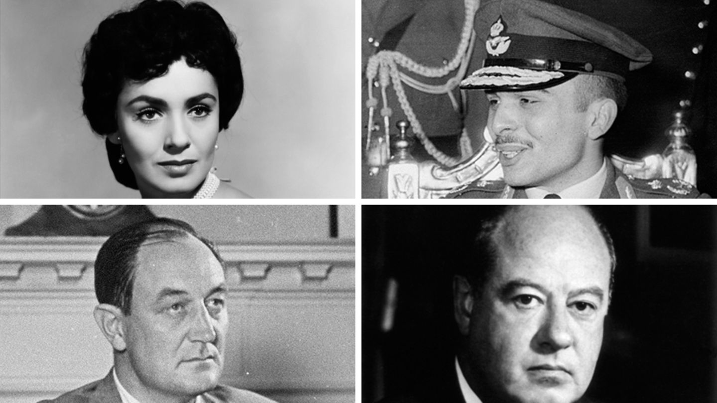 Susan Cabot, der jordanische König Hussein I.,Robert Maheu und Edwin Pauley