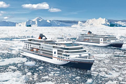 Die beiden Neubauten von Hapag-Lloyd Cruises: Ab April 2019 fahren die "Hanseatic nature" und ab Oktober 2019 die "Hanseatic inspiration", die auf internationaleres Publikum abzielt, nicht nur die Palarregionen, sondern auch in Westeuropa.