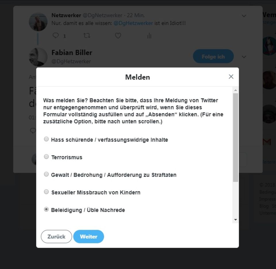 NetzDG im Selbstversuch: Wir haben uns bei Facebook und Twitter beschimpft: Was gesperrt wurde - und was nicht NetzDG im Selbstversuch: Wir haben uns bei Facebook und Twitter beschimpft: Was gesperrt wurde - und was nicht