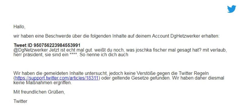 NetzDG im Selbstversuch: Wir haben uns bei Facebook und Twitter beschimpft: Was gesperrt wurde - und was nicht NetzDG im Selbstversuch: Wir haben uns bei Facebook und Twitter beschimpft: Was gesperrt wurde - und was nicht
