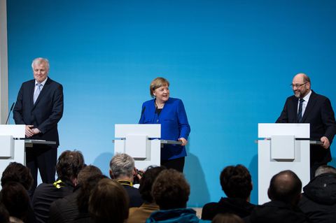 Horst Seehofer (CSU), Angela Merkel (CDU) und Martin Schulz (SPD)