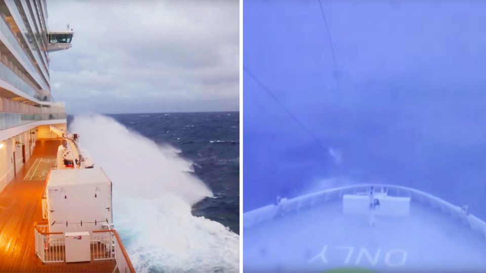 Vor New York: Passagier filmt: Kreuzfahrtschiff wird von Bombenzyklon erfasst Vor New York: Passagier filmt: Kreuzfahrtschiff wird von Bombenzyklon erfasst