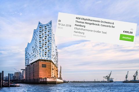 Die Hamburger Elbhilharmonie und ein Kartenangebot für 495 Euro bei Viagogo