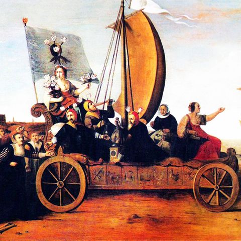 Hendrik Gerritz Pot satirisches Bild von Floras Narrenwagen, um 1640.