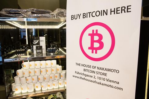 Bitcoin Schild in Wien