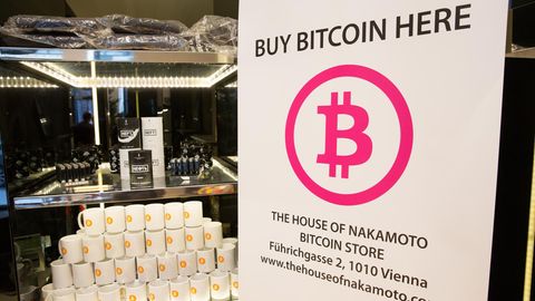 Bitcoin Schild in Wien