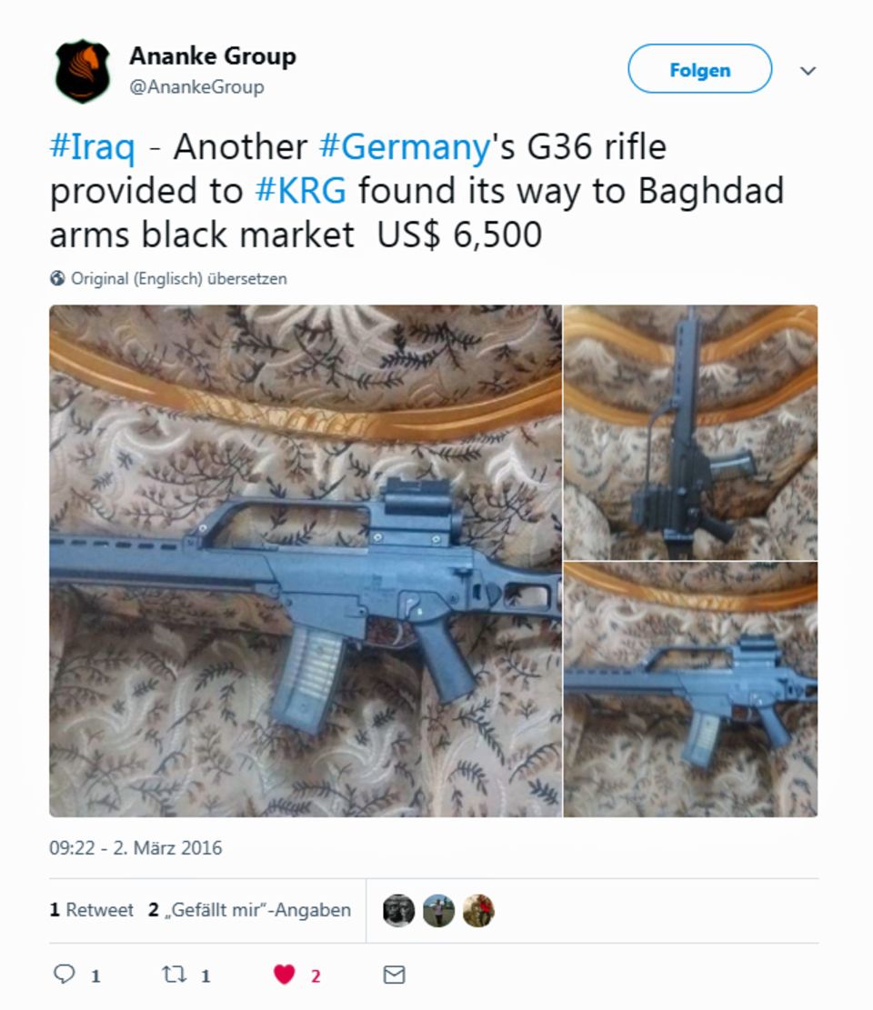 Schon im Frühjahr 1936 tauchten die Waffen aus der deutschen Lieferung bereits auf privaten Flohmärkten und in Waffenläden in Bagdad auf. 