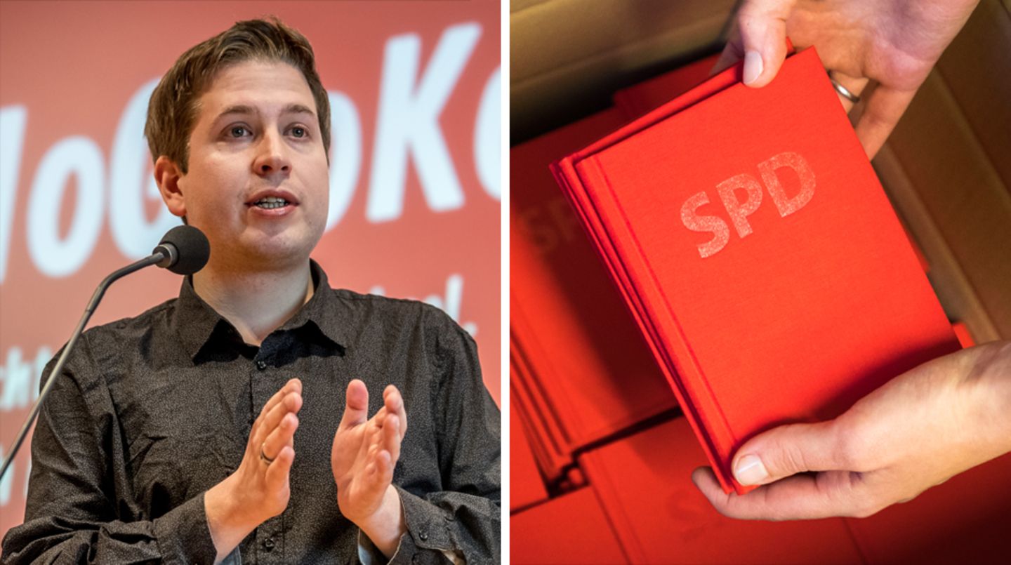 Juso-Chef Kevin Kühnert, SPD-Parteibücher
