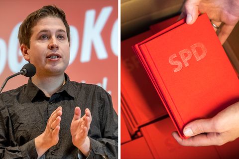 Juso-Chef Kevin Kühnert, SPD-Parteibücher
