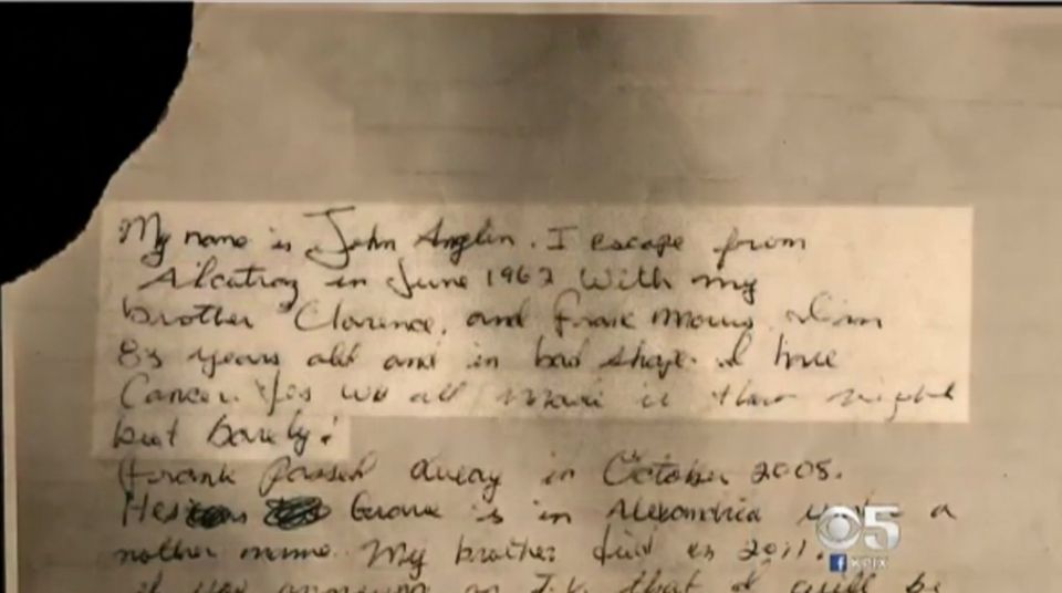Brief des vermeintlichen John Anglin