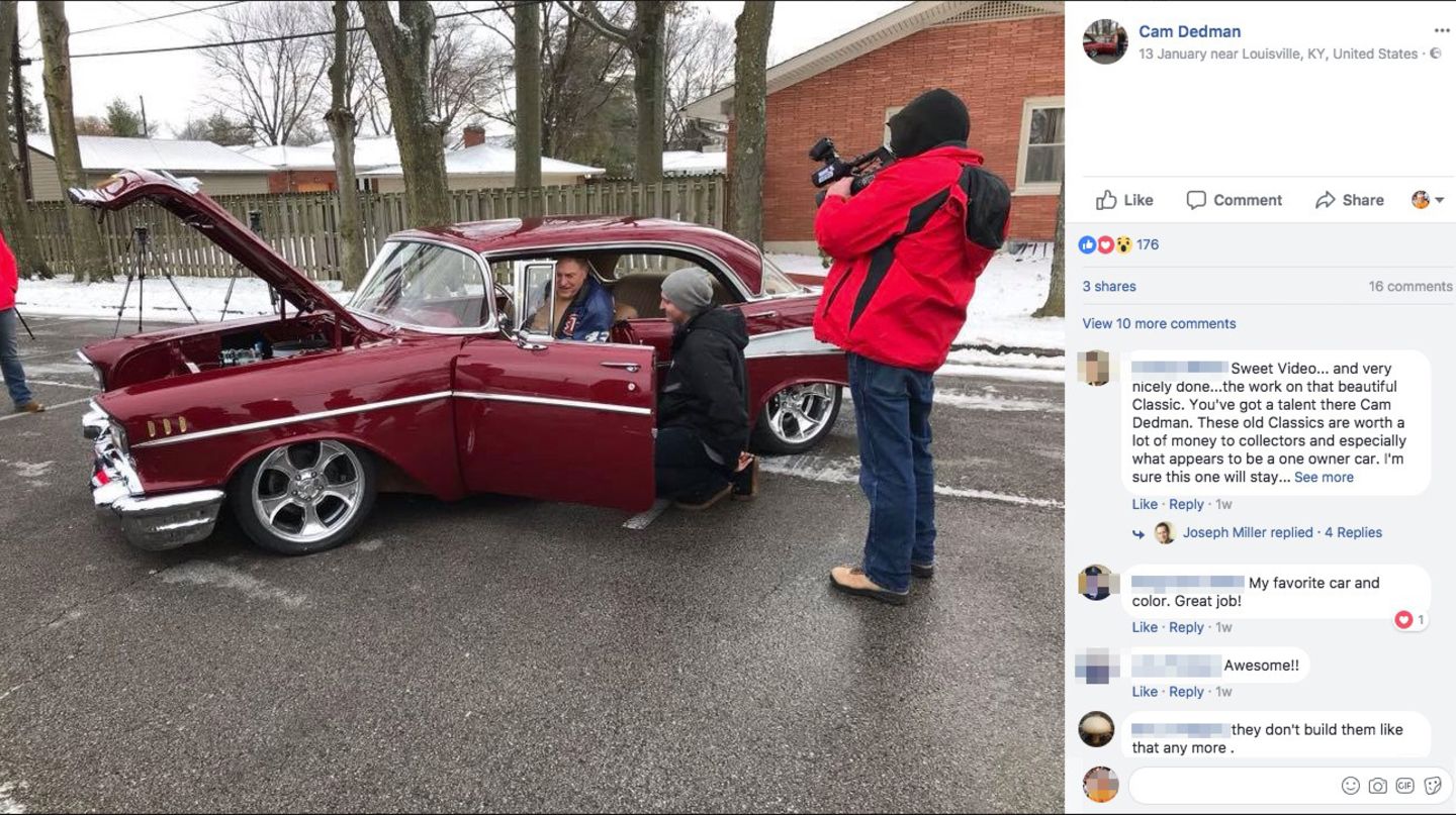 Fred Lamar und sein Enkel im Chevy Bel Air
