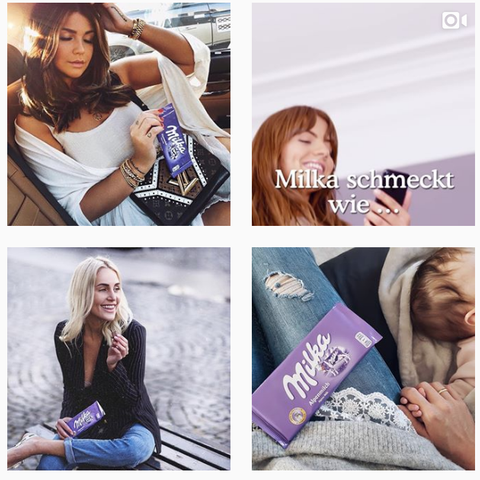 Einige Instagram-Fotos aus der Milka-Werbekampagne