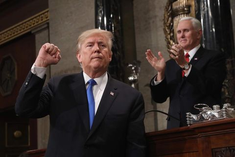 Donald Trump zeigt bei Rede zur Lage der Nation die Faust - unter Applaus von Vize-Präsident Mike Pence