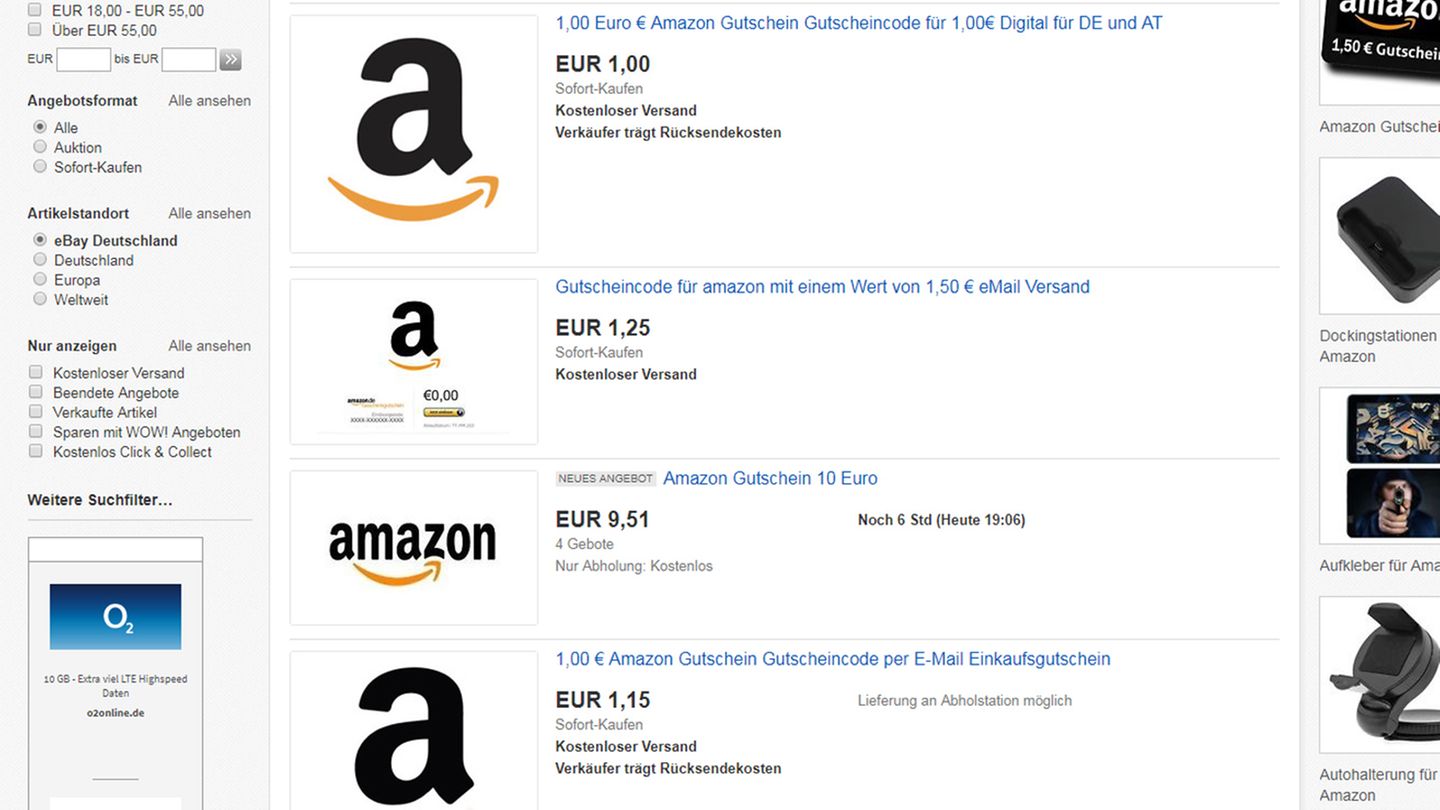 Amazon-Gutscheine auf Ebay