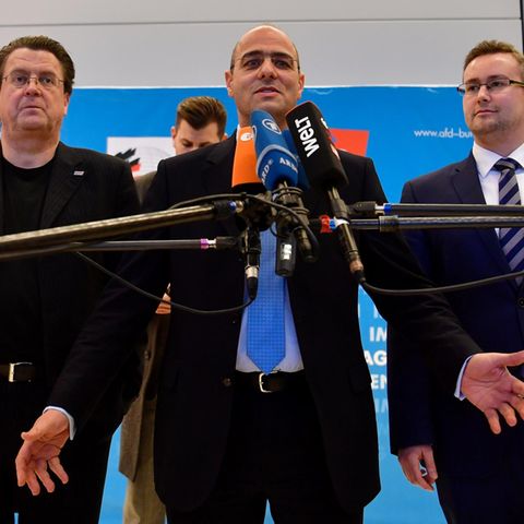 Die neuen AfD-Bundestagsausschussvorsitzenden Stephan Brandner, Peter Boehringer und Sebastian Muenzenmaier (v.l.n.r.)