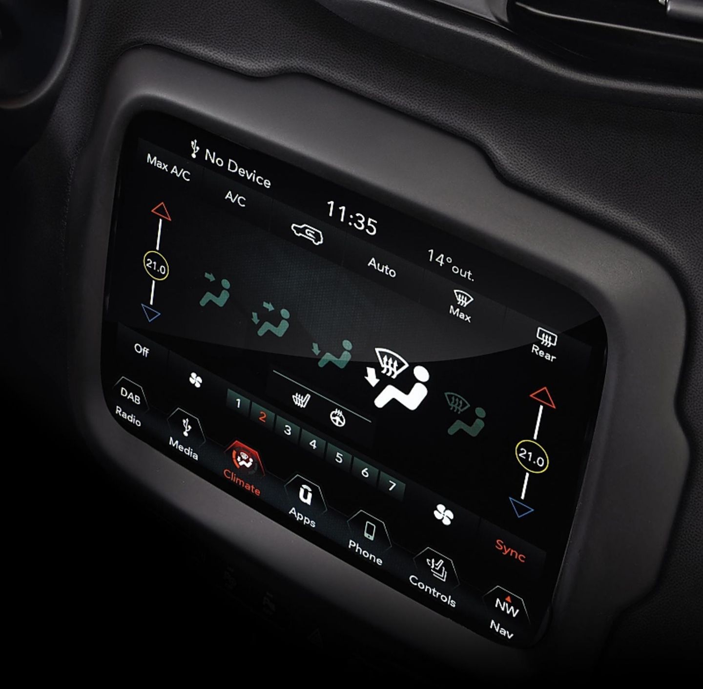 Der Jeep Renegade bietet reichlich Auswahl an Elekrtonik