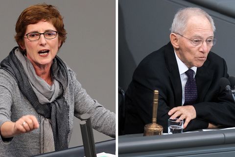 Grünen-Fraktionsgeschäftsführerin Britta Haßelmann und Bundestagspräsident Wolfgang Schäuble (Kombo)