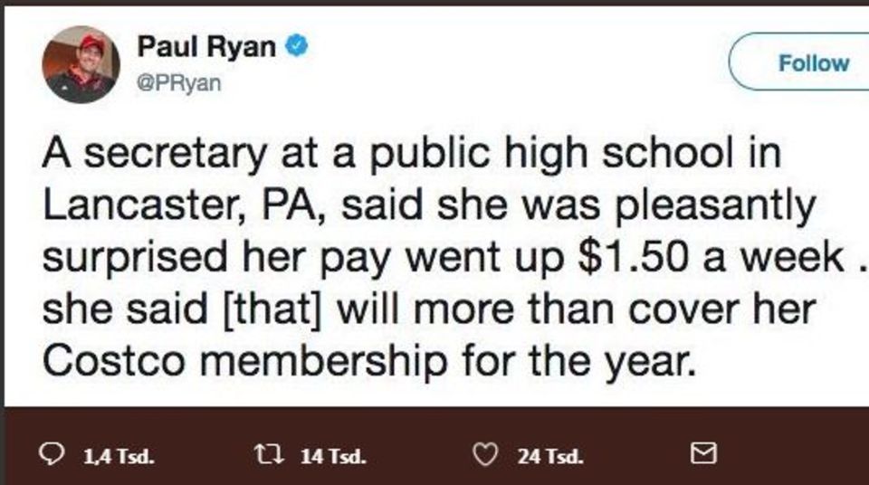 Tweet des republikanischen Vorsitzenden des Repräsentantenhauses Paul Ryan