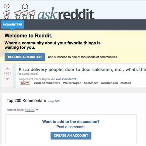 Von Nackten und Kiffern: Lieferanten packen bei Reddit aus
