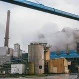 Die Steinbeis Papierfabrik in Glückstadt ist ein Vorreiter der Branche. Die hohen Schornsteine des angeschlossenen Wärmekraftwerks sieht man schon von Weitem.