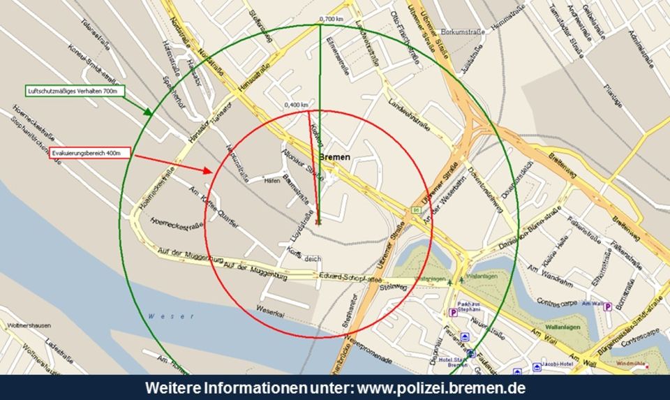 Karte Bombenentschärfung Bremen