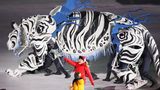Grrrr: Der weiße Tiger Soohorang ist das Maskottchen der Spiele. Auf der Eröffnungsfeier sah er aber wesentlich besser aus als die offizielle Figur.
