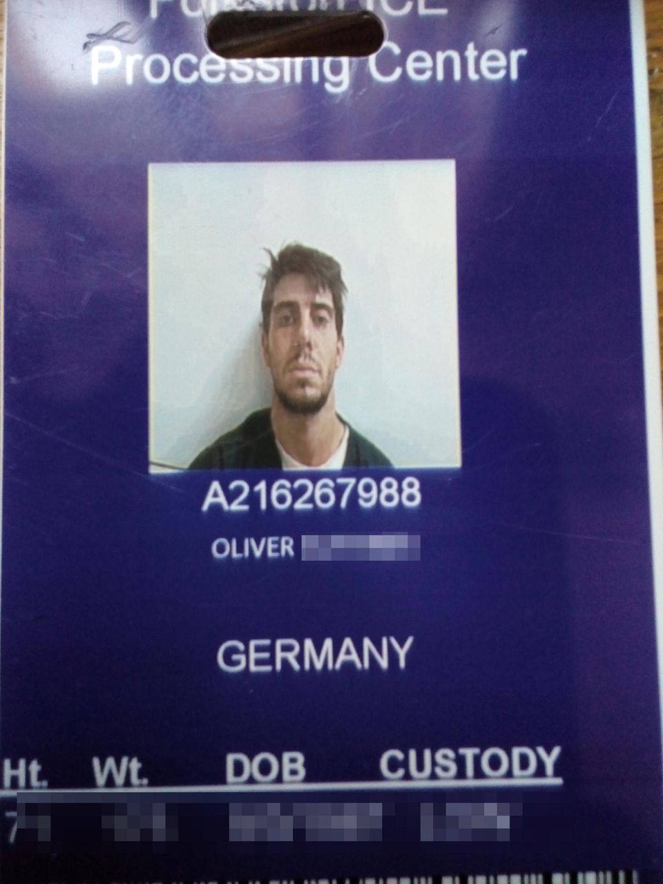 Oliver R. Gefängnis USA Ausweis Oliver R. Gefängnis USA Ausweis