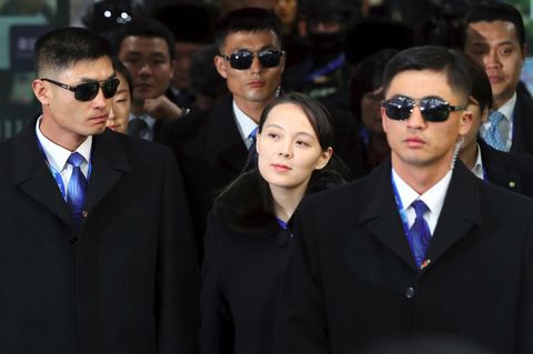 Kim Yo Jong kommt im Olympiastadion von Pyeongchang an