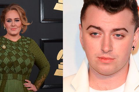 Fotos der Musiker Adele und Sam Smith nebeneinander
