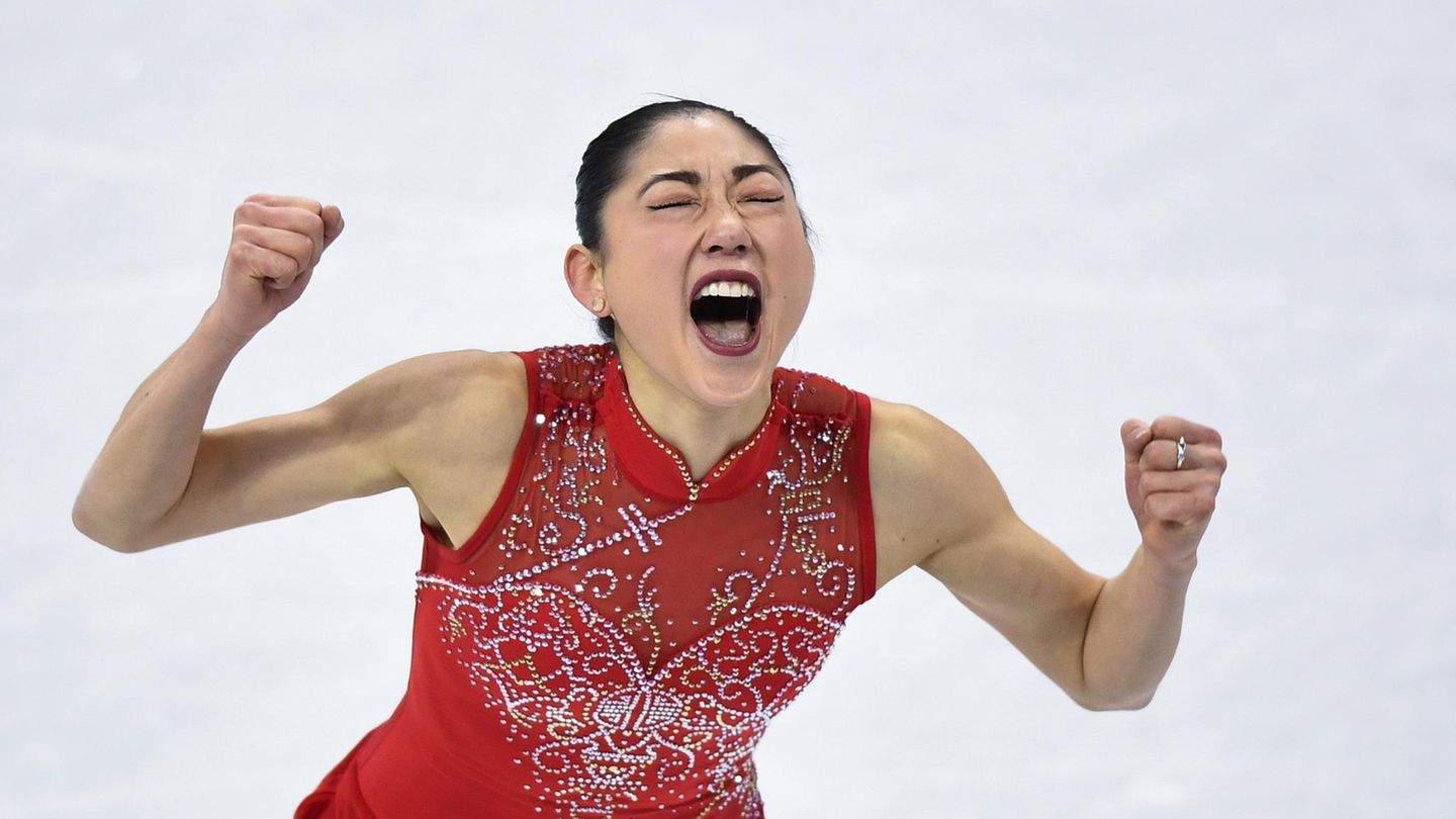 Geschafft! Mirai Nagasu jubelt nach ihrem gestandenen dreifachen Axel.