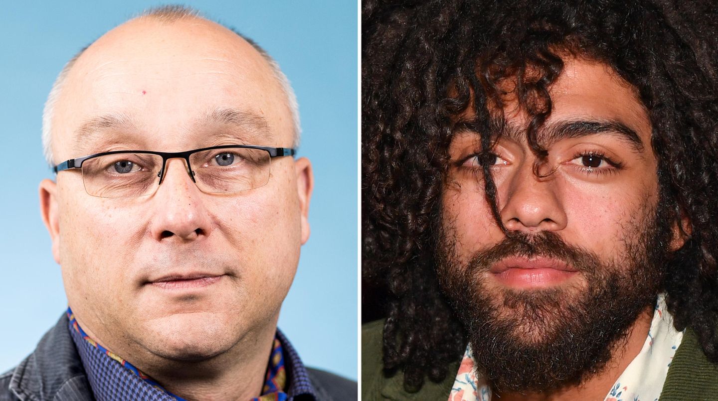 Jens Maier (l.), Mitglied der AfD Bundestagsfraktion, und Noah Becker