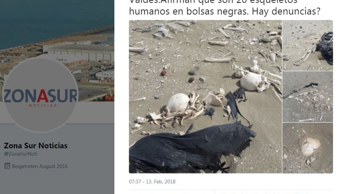 Touristen finden 20 menschliche Skelette am Strand in Argentinien