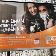 Das DAK-Plakat in Zeulenroda-Triebes in Thüringen
