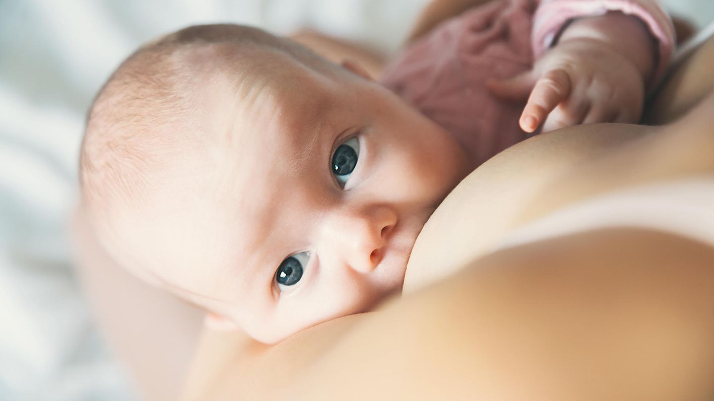 Ein Baby beim Stillen