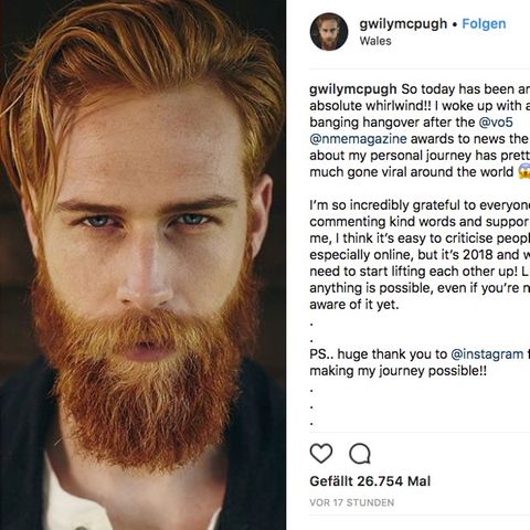 Screenshot aus dem Instagram-Profil von Gwilym Pugh.