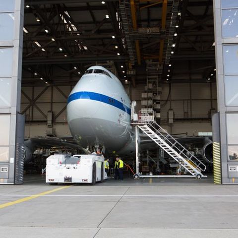 Die Boeing 747SP der Nasa im Hangar der Lufthansa Technik In Hamburg