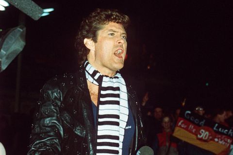 David Hasselhoff 1989 an der Berliner Mauer - legendär und unvergessen
