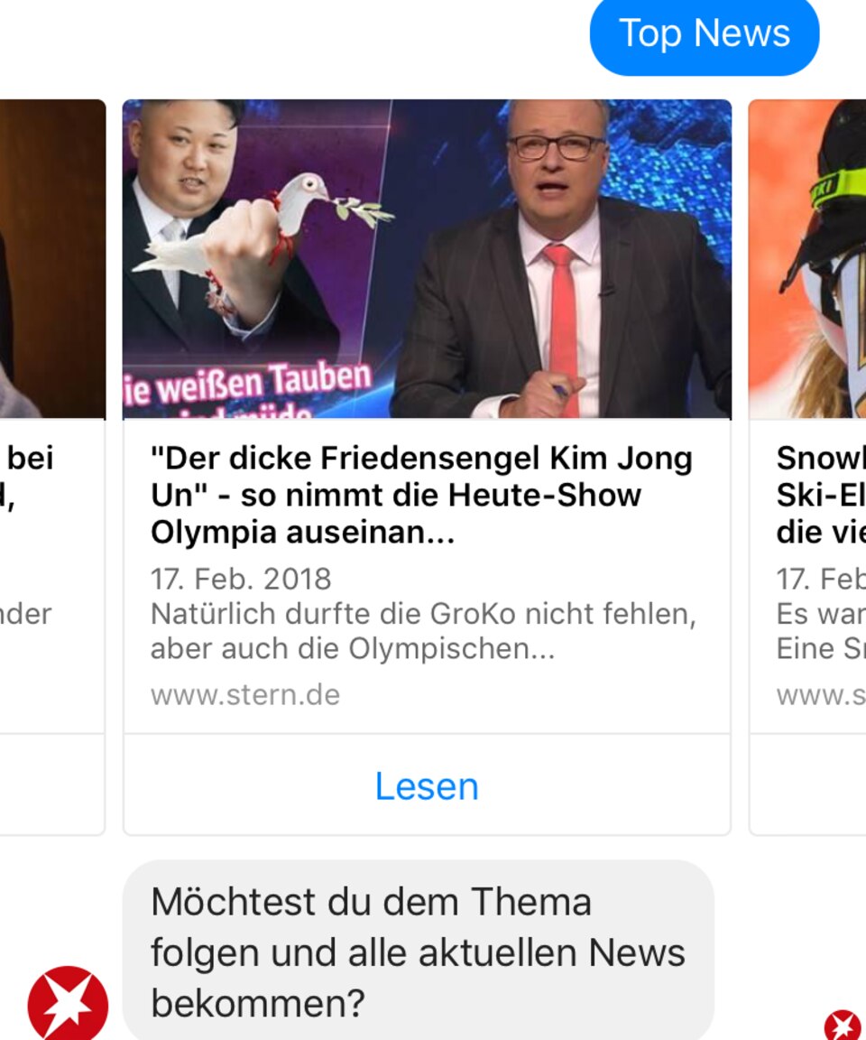Henri, der Chat-Bot des stern, wartet auf Sie Screenshot des Chat-Bots