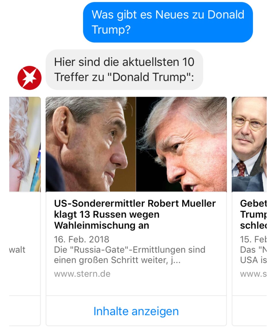 Henri, der Chat-Bot des stern, wartet auf Sie sScreenshot des Chat-Bots