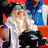 Echte Komikerin: Skirennfahrerin Lindsey Vonn weint oft auf Pressekonferenzen. Aber der Ski-Star kann auch anders, wie hier unschwer zu erkennen ist. Während des Trainings in Pyeongchang schneidet sie ganz entspannt Grimassen.