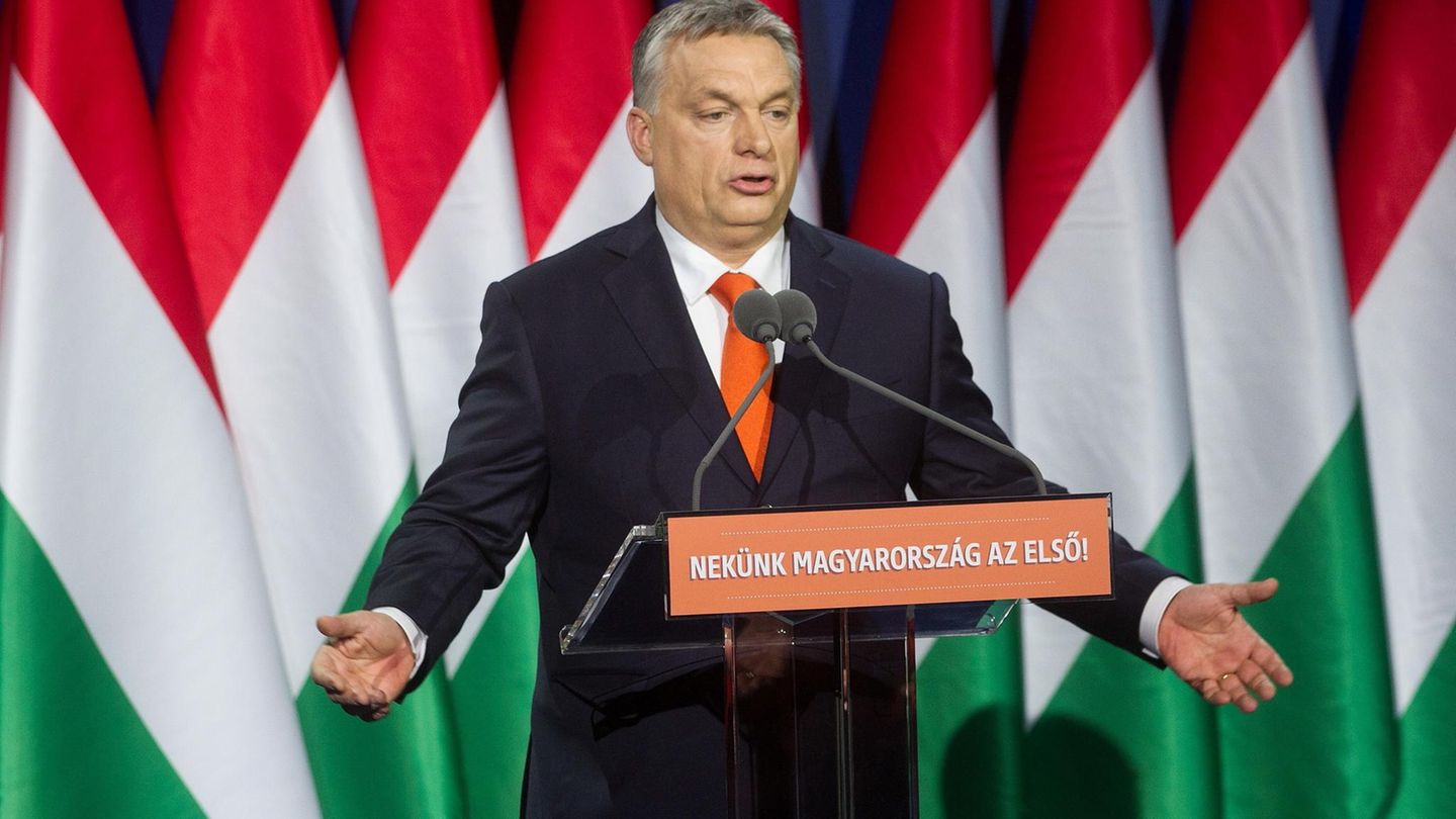 Viktor Orban, Ministerpräsident von Ungarn, bei einer Rede