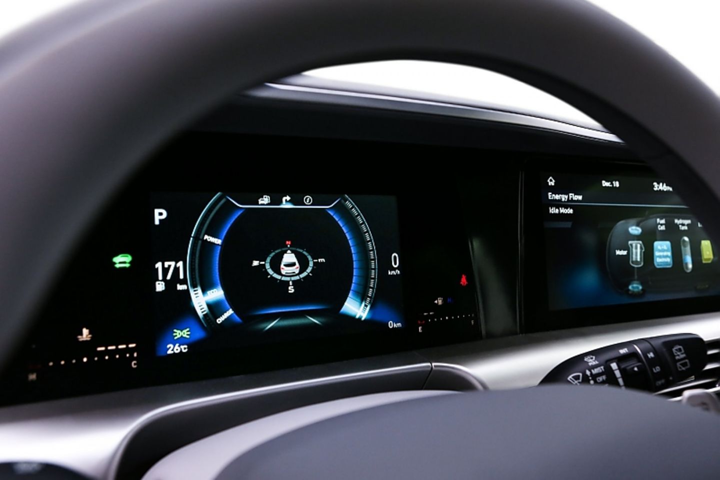 Hyundai Nexo - das leicht unübersichtliche Cockpit
