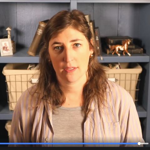 US-Schauspielerin Mayim Bialik guckt in die Kamera